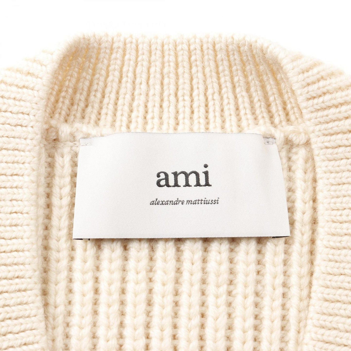 AMI College Rib Knit Vest in Ivory - Timeless Unisex Elegance