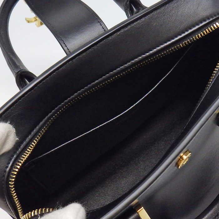 YSL Cassandra Baby Cabas Handbag in Black Calfskin Leather