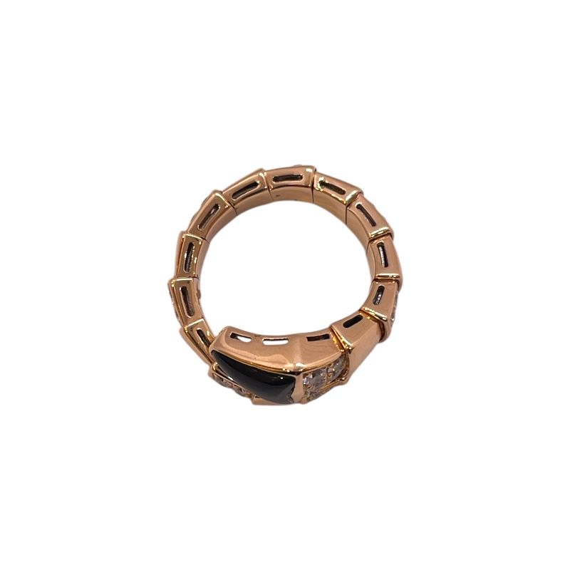 BVLGARI Serpenti Viper Ring in 750PG with Diamonds and Onyx