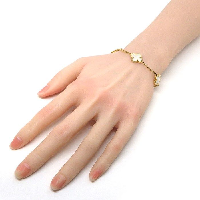 Van Cleef & Arpels Vintage Alhambra 5 Motif Bracelet in K18YG & White Shell