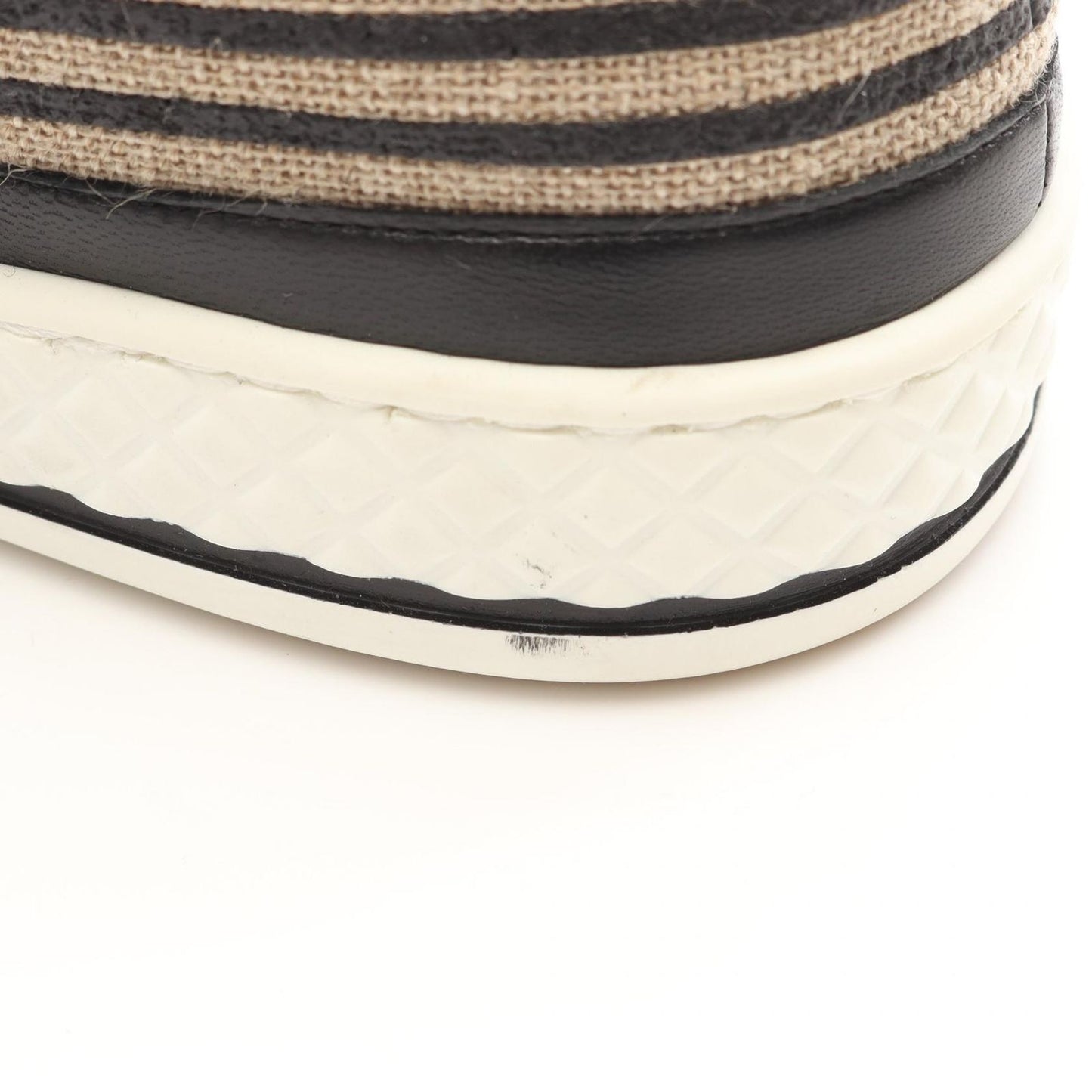 CHANEL Coco Mark High-Top Sneakers in Beige/Black Canvas & Leather