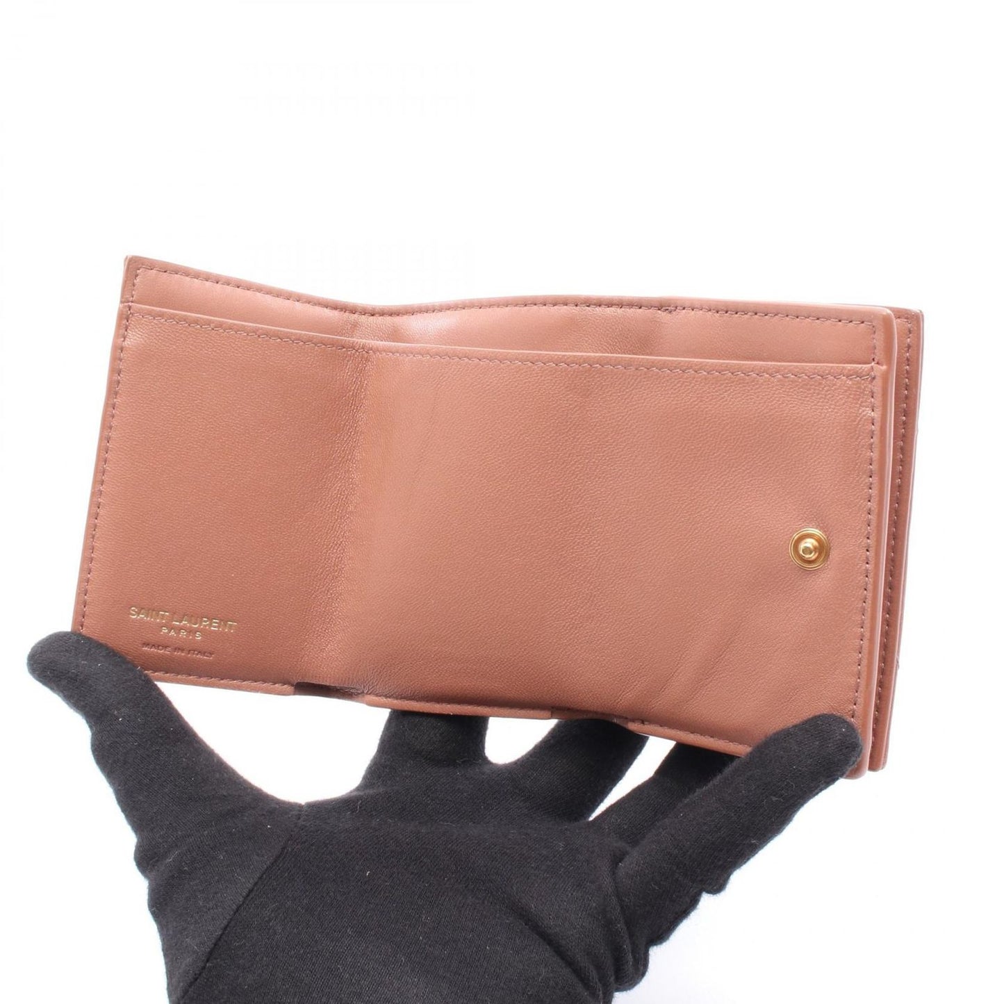 SAINT LAURENT Origami Tiny Wallet in Brown Leather - Exquisite Craftsmanship