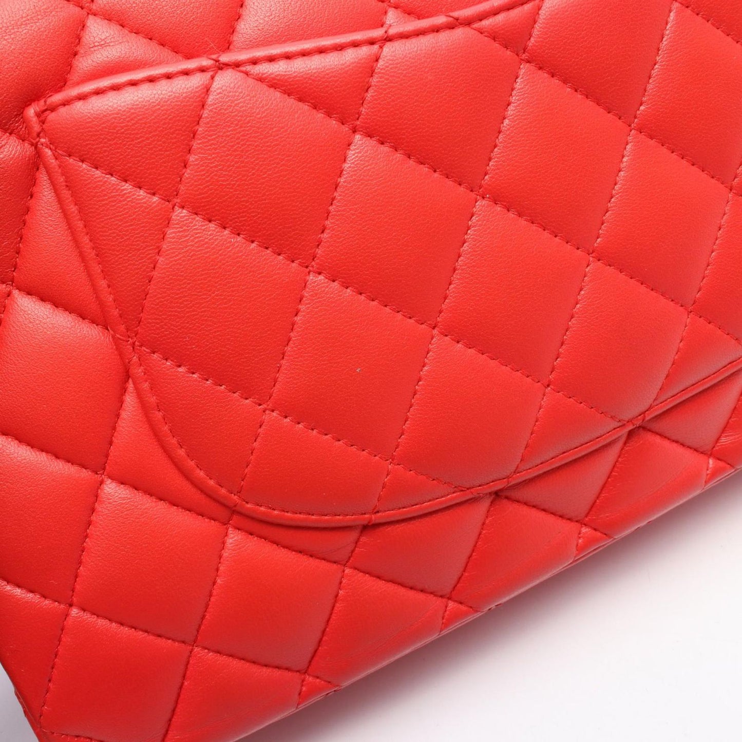 CHANEL Matelassé Double Flap Shoulder Bag in Red Leather