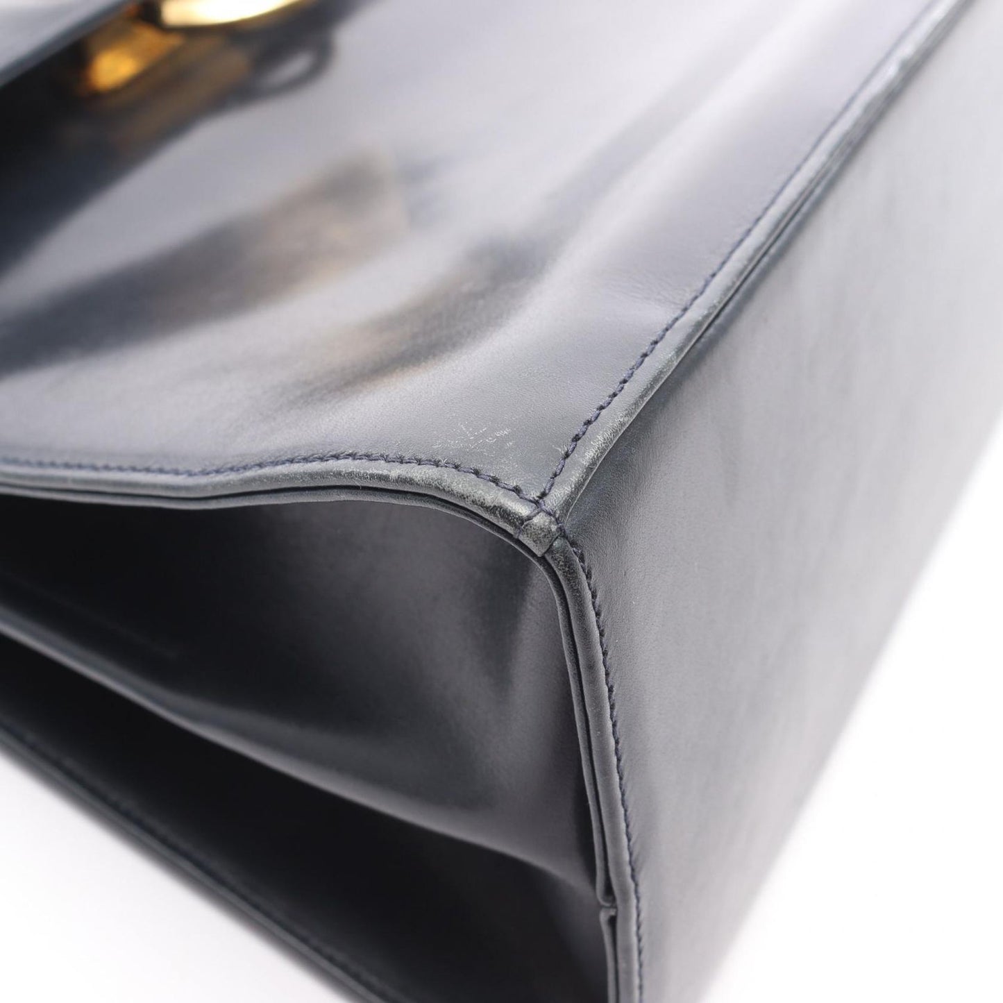 Salvatore Ferragamo Gancini Handbag in Navy Leather - Timeless Elegance