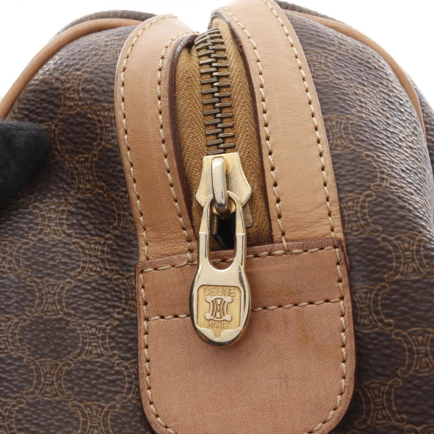 CELINE Macadam Boston Handbag in Dark Brown PVC Coated Canvas