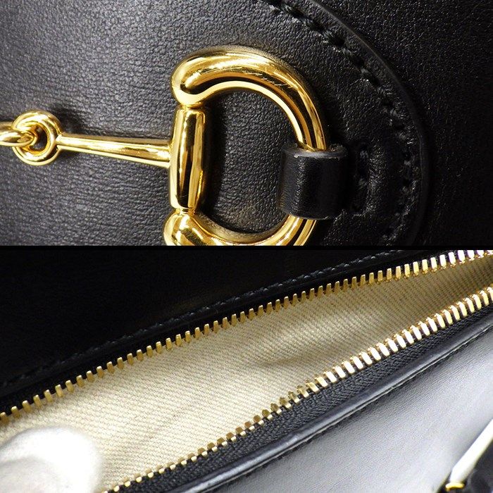 GUCCI Horsebit 1955 Backpack in Black Leather with Gold Accents