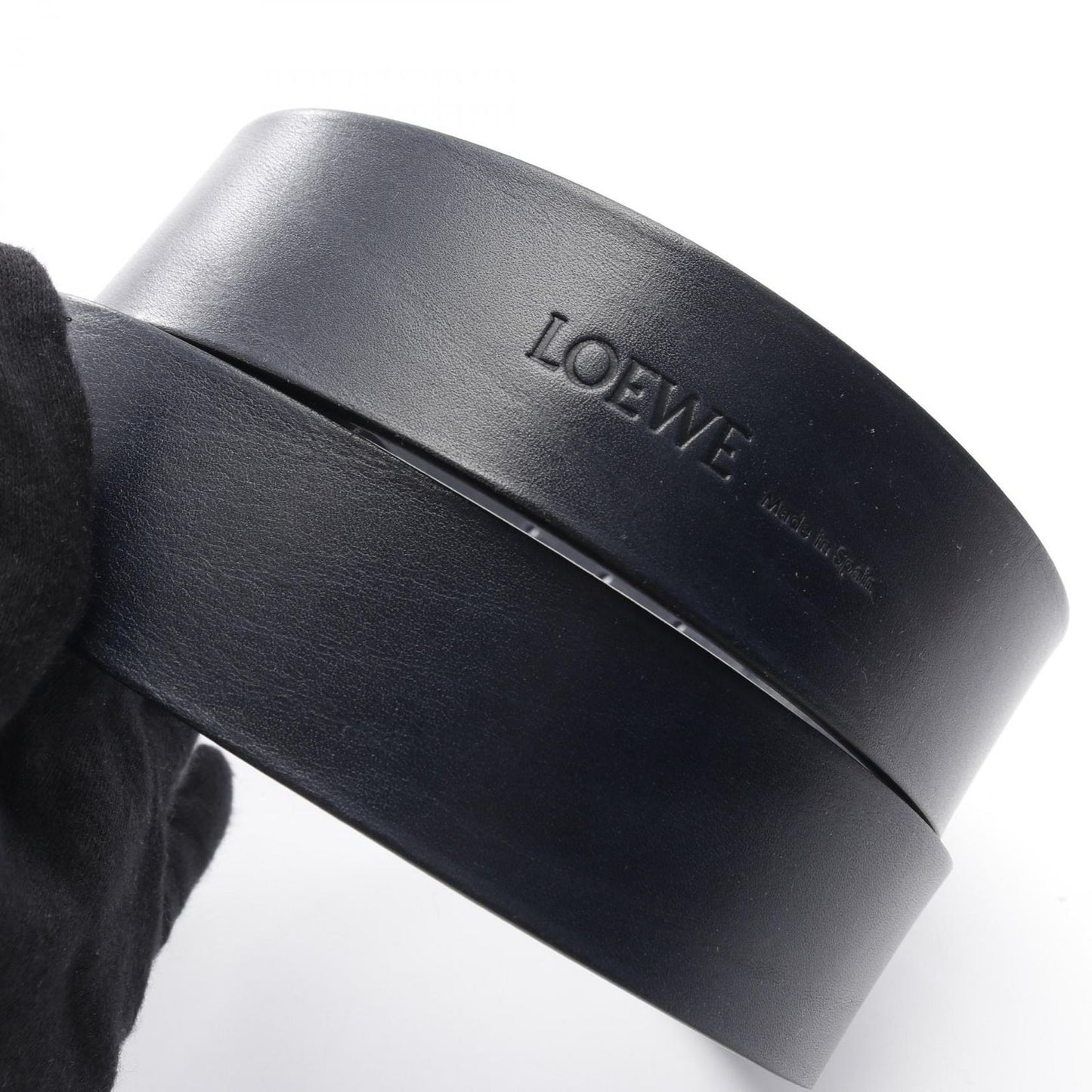 LOEWE Chunky Anagram Belt in Deep Navy Leather - New