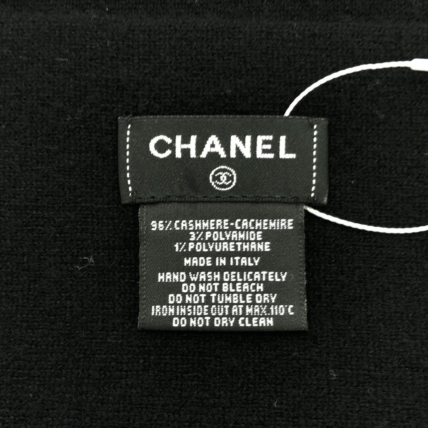 CHANEL Black Cashmere Coco Mark Scarf - Timeless Elegance
