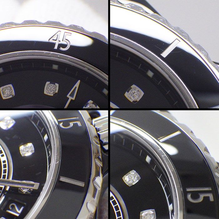 Chanel J12 H5702 Automatic Watch with Diamond Index - Black Dial