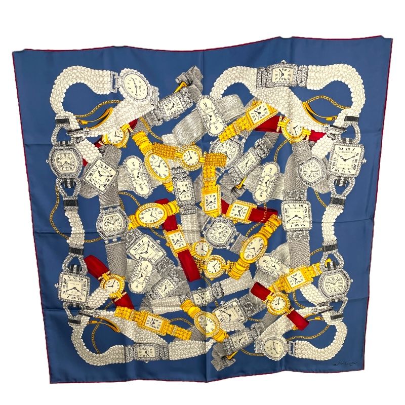 Cartier Silk Scarf with Watch Pattern - Multicolor Elegance