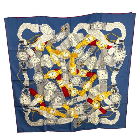 Cartier Silk Scarf with Watch Pattern - Multicolor Elegance