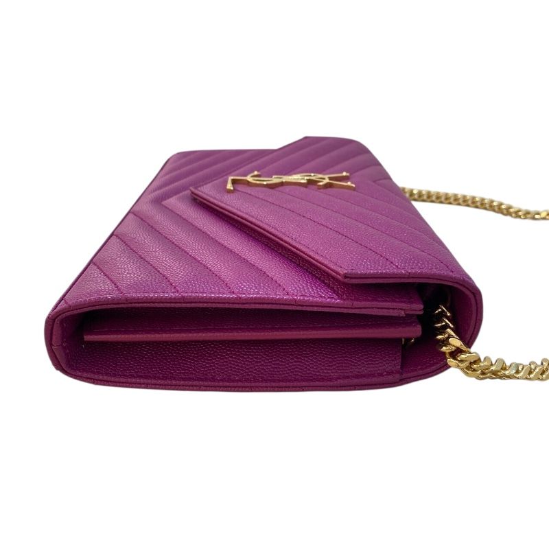 Saint Laurent Cassandra Envelope Chain Wallet - Purple & Gold Hardware