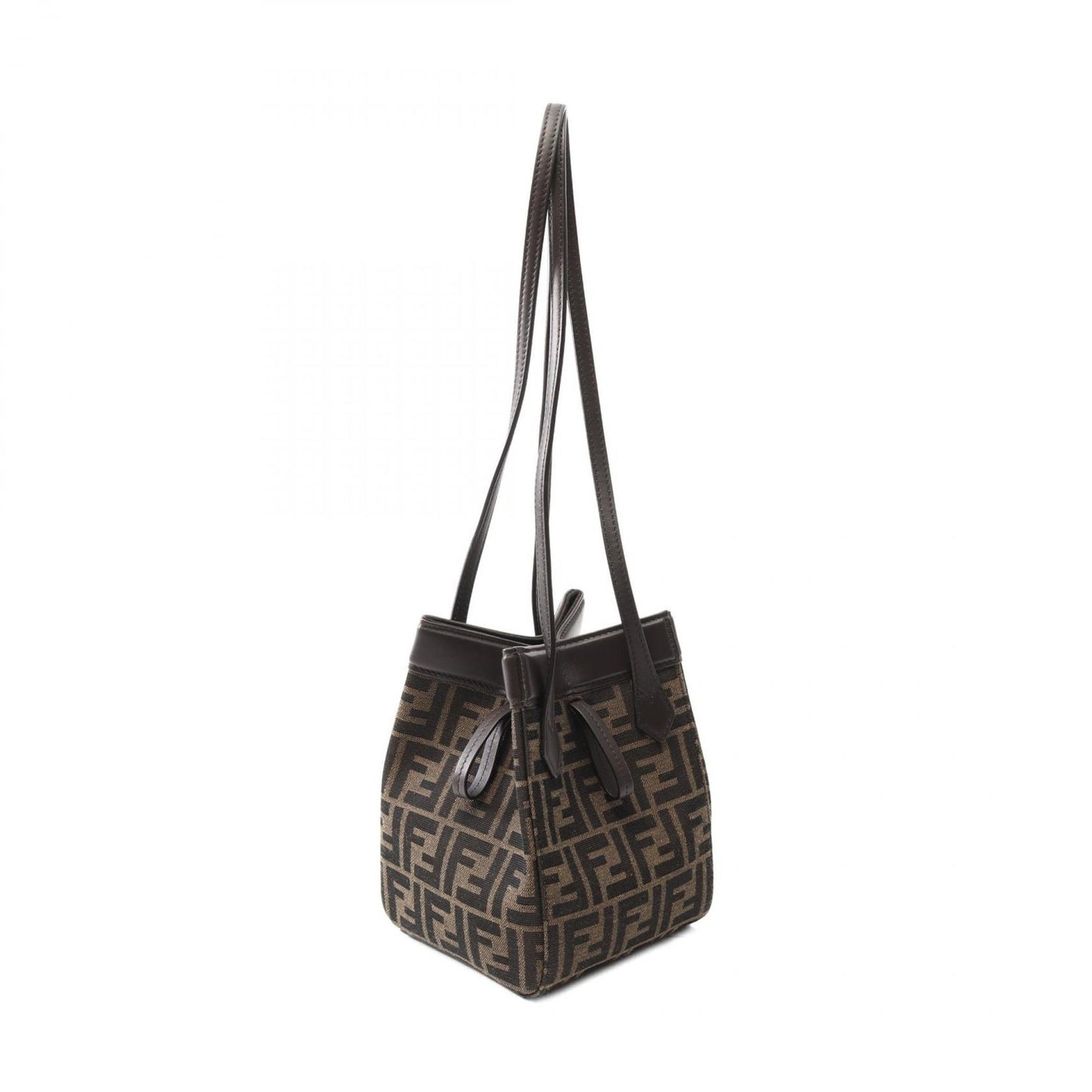 FENDI Origami Mini Shoulder Bag in Black/Khaki Canvas & Leather