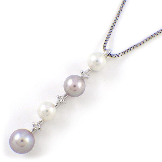 TASAKI Pearl Necklace with Diamonds in K18 White Gold