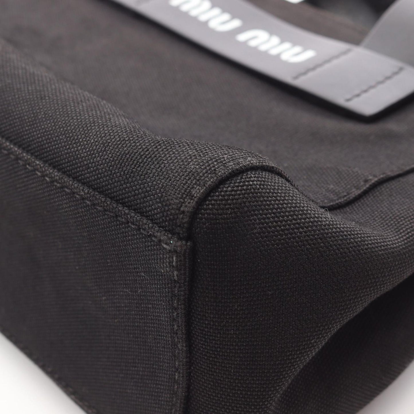 Miu Miu CANAPA Tote Bag - Black Canvas & Leather, 2-Way Handbag