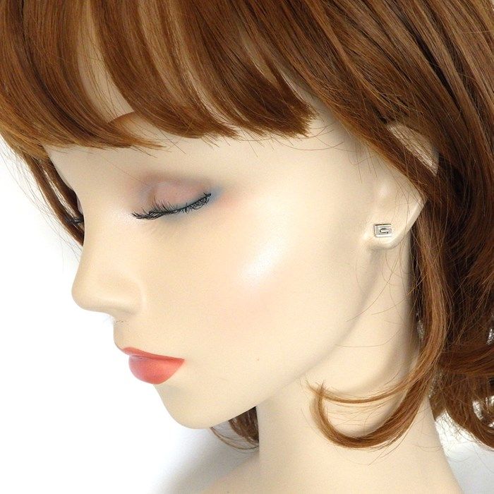 GUCCI G Logo Square Earrings in K18 White Gold - Exclusive Piece