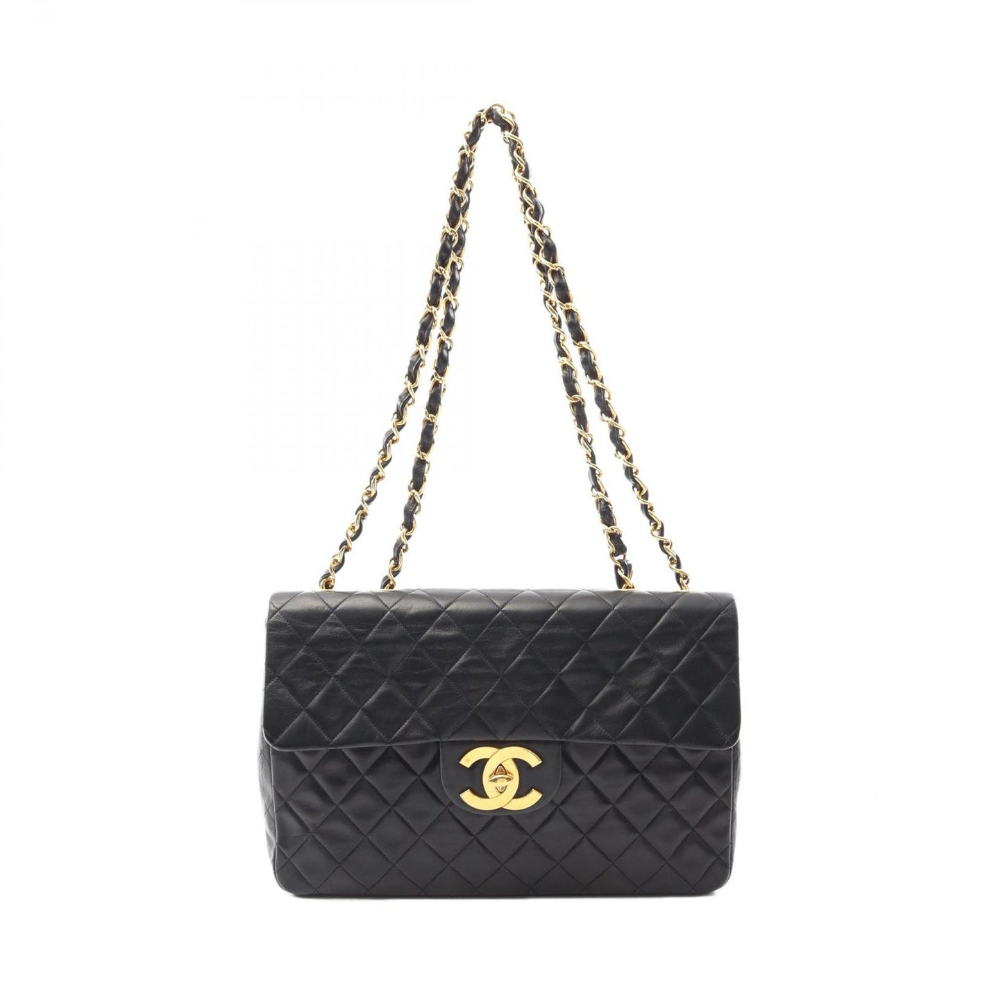 CHANEL De Camellia 34 Shoulder Bag in Black Lambskin