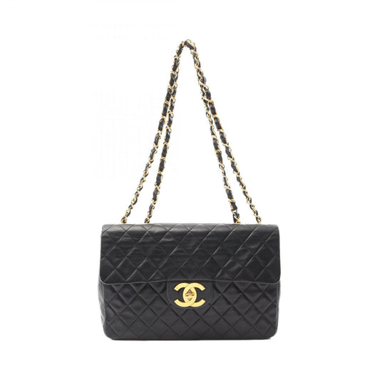 CHANEL De Camellia 34 Shoulder Bag in Black Lambskin