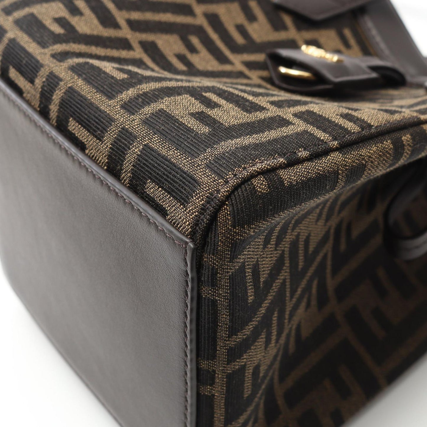 FENDI Origami Mini Shoulder Bag in Black/Khaki Canvas & Leather