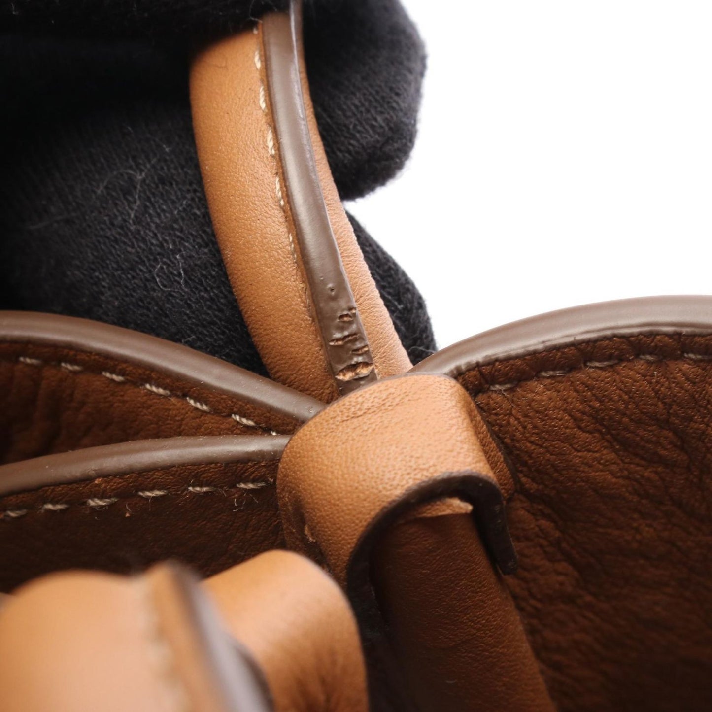 PRADA Soft Grain Triangle Logo Mini Tote Bag - Camel Leather