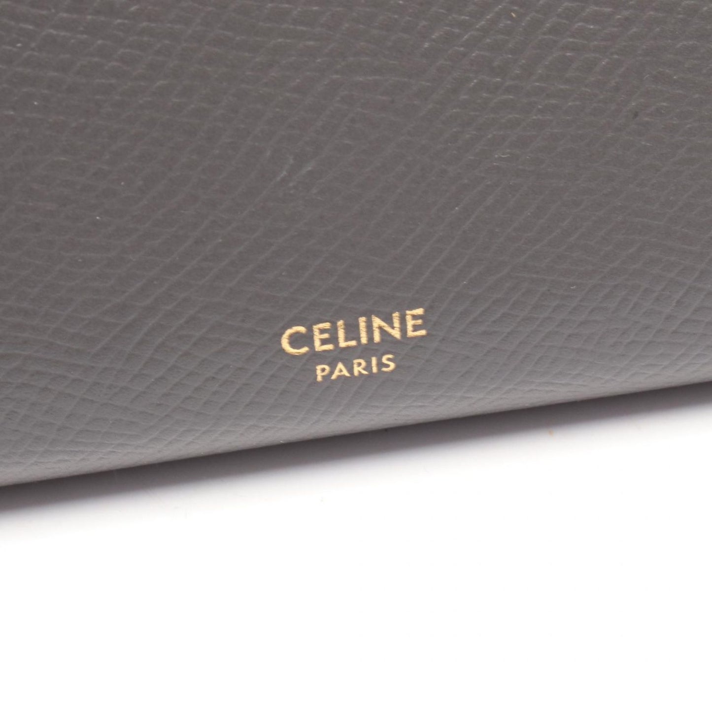 CELINE Charcoal Gray Leather Large Flap Wallet - Timeless Elegance