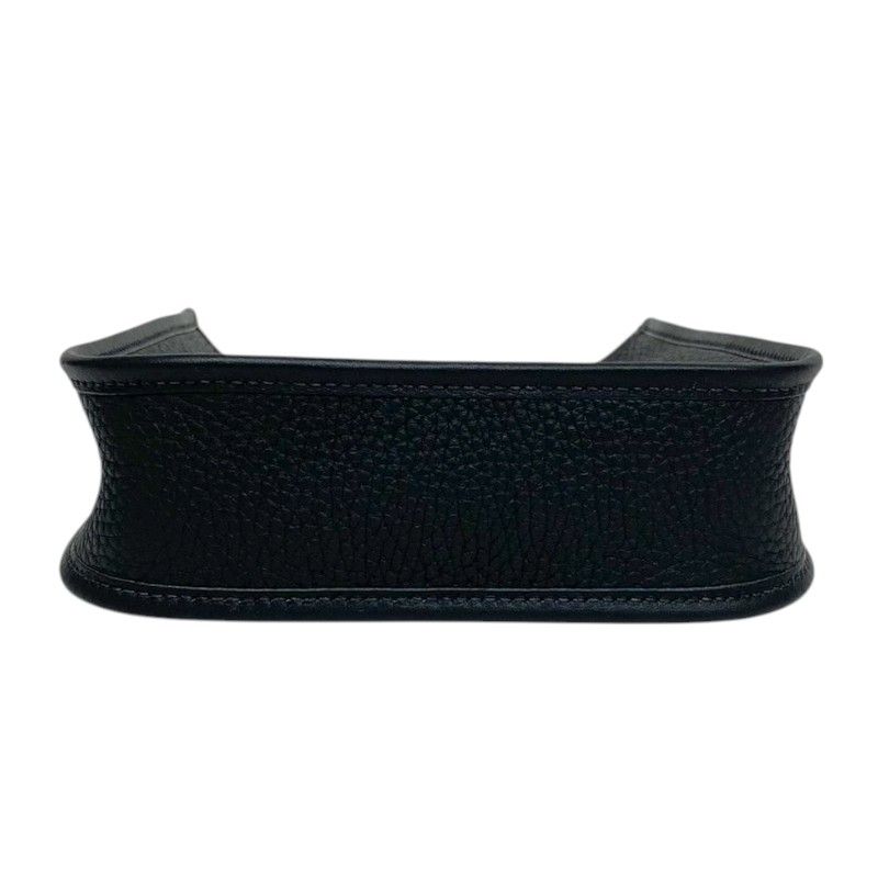 HERMES Evelyne TPM Black Togo Leather Shoulder Bag with Silver Hardware