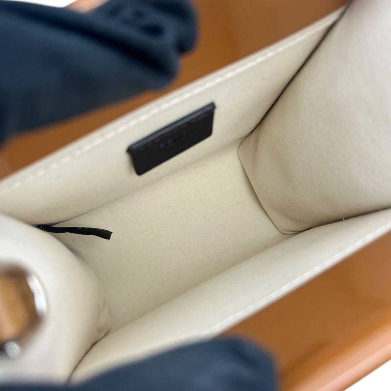 Fendi Sunshine Shopper Mini Handbag - Brown & Ivory Patent Canvas