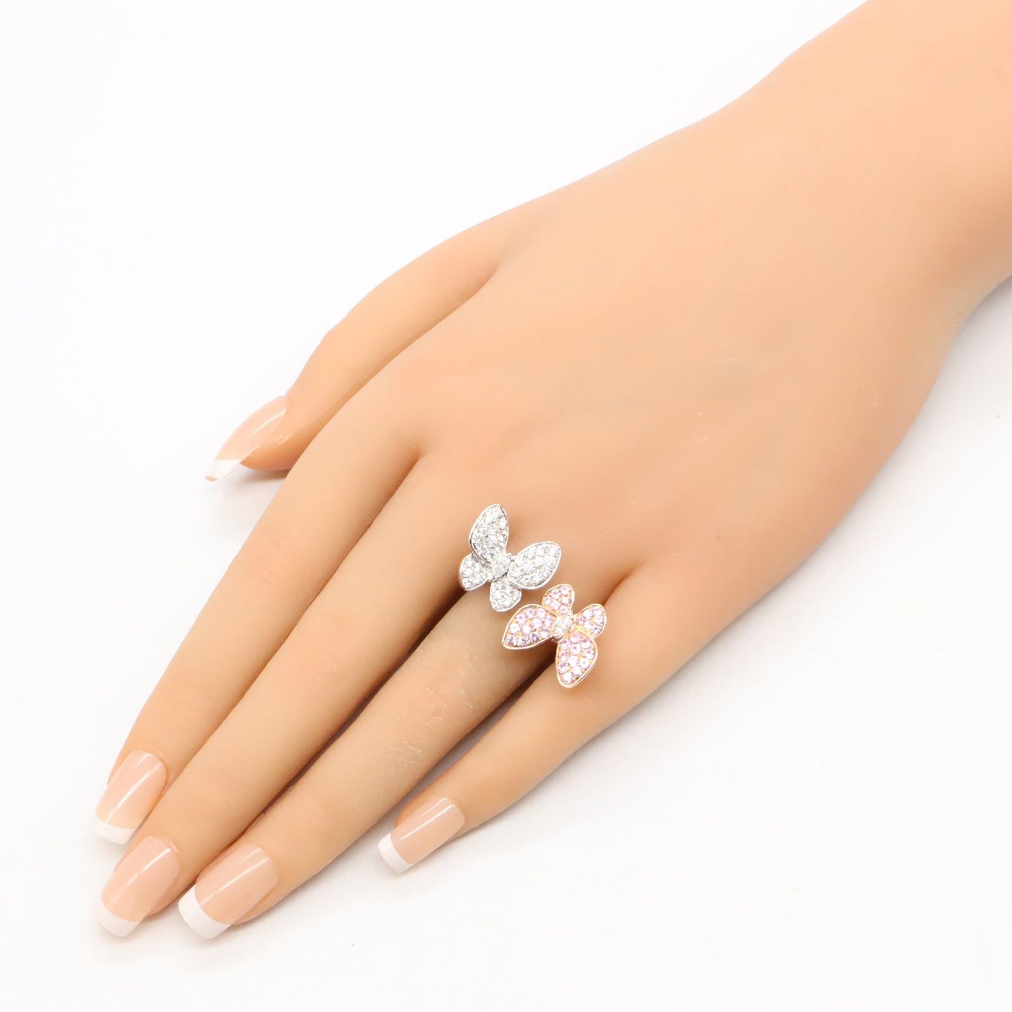 Exquisite Pink Sapphire & Diamond Ring in K18 White & Pink Gold