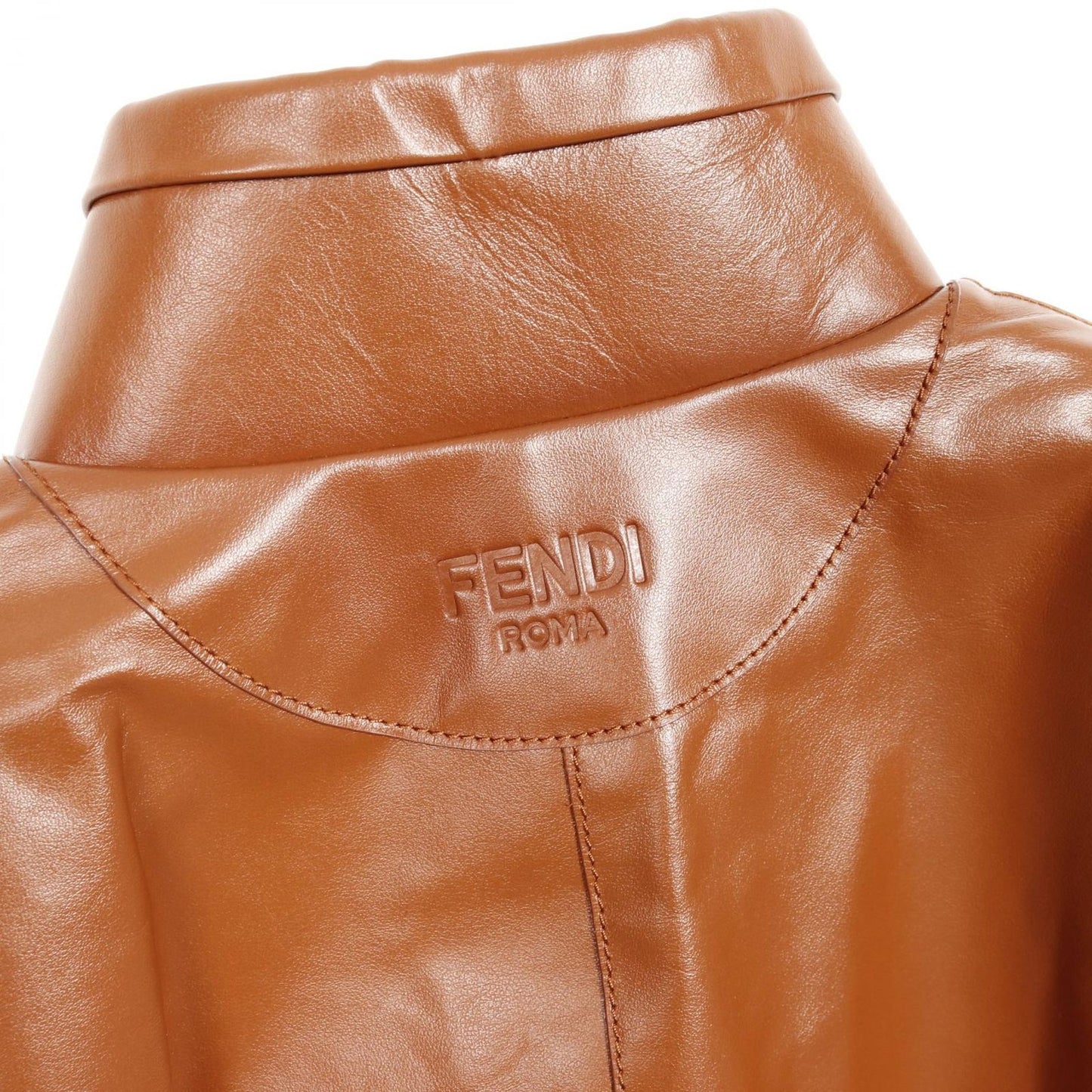FENDI Brown Leather Jacket - Unworn Elegance for Women