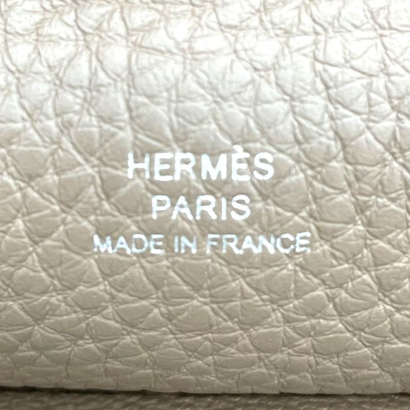 HERMES Vidpoche U Stamp Etoupe Togo Leather Shoulder Bag