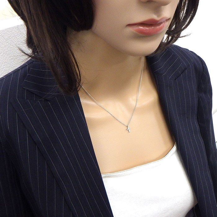 Tiffany & Co. Metro Cross Mini Diamond Necklace in K18 White Gold