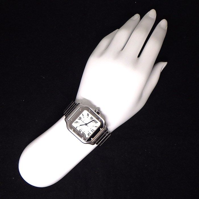 Cartier Santos MM WSSA0029 Automatic Watch - Silver Opaline Dial
