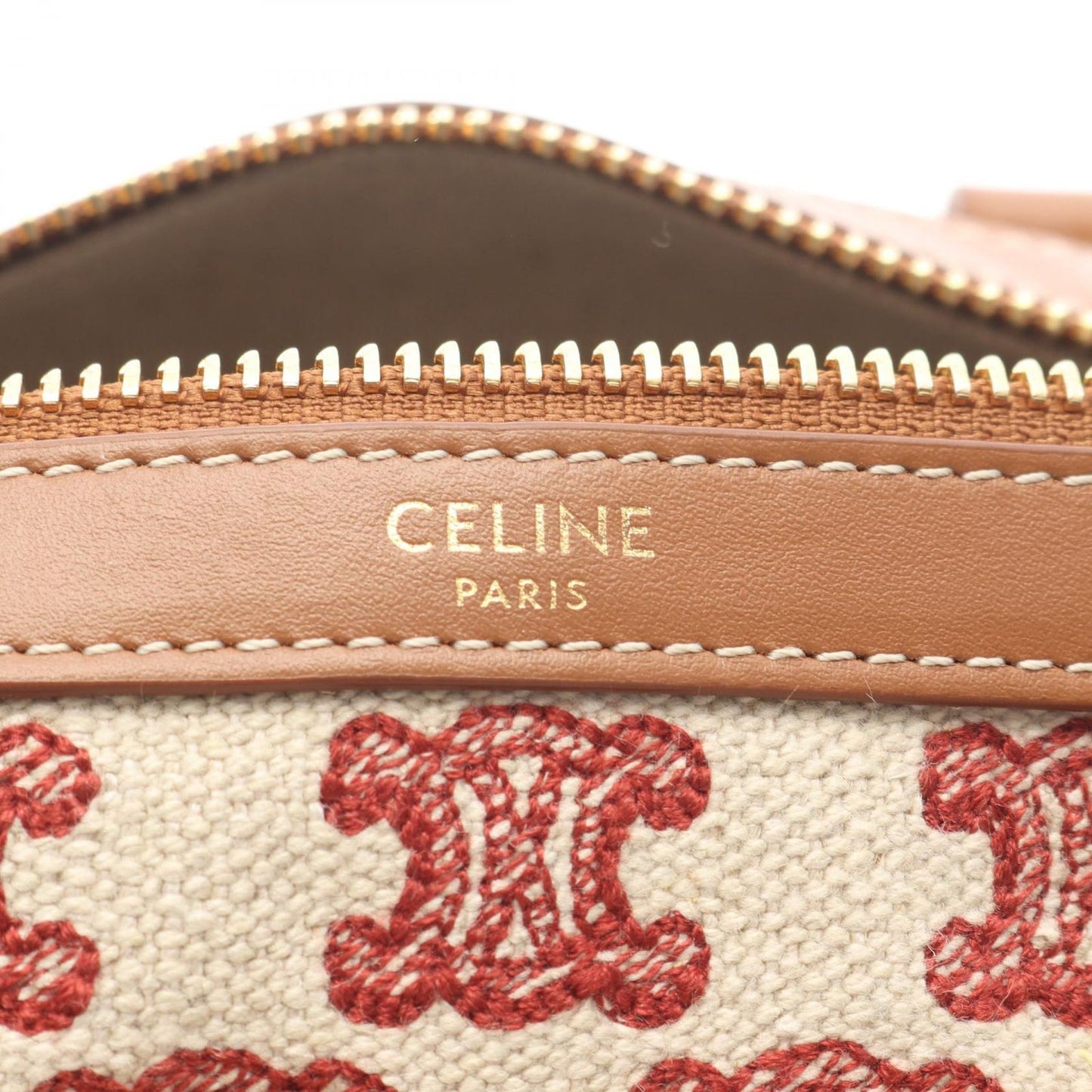 CELINE Triomphe Handbag in Beige/Brown Canvas & Leather