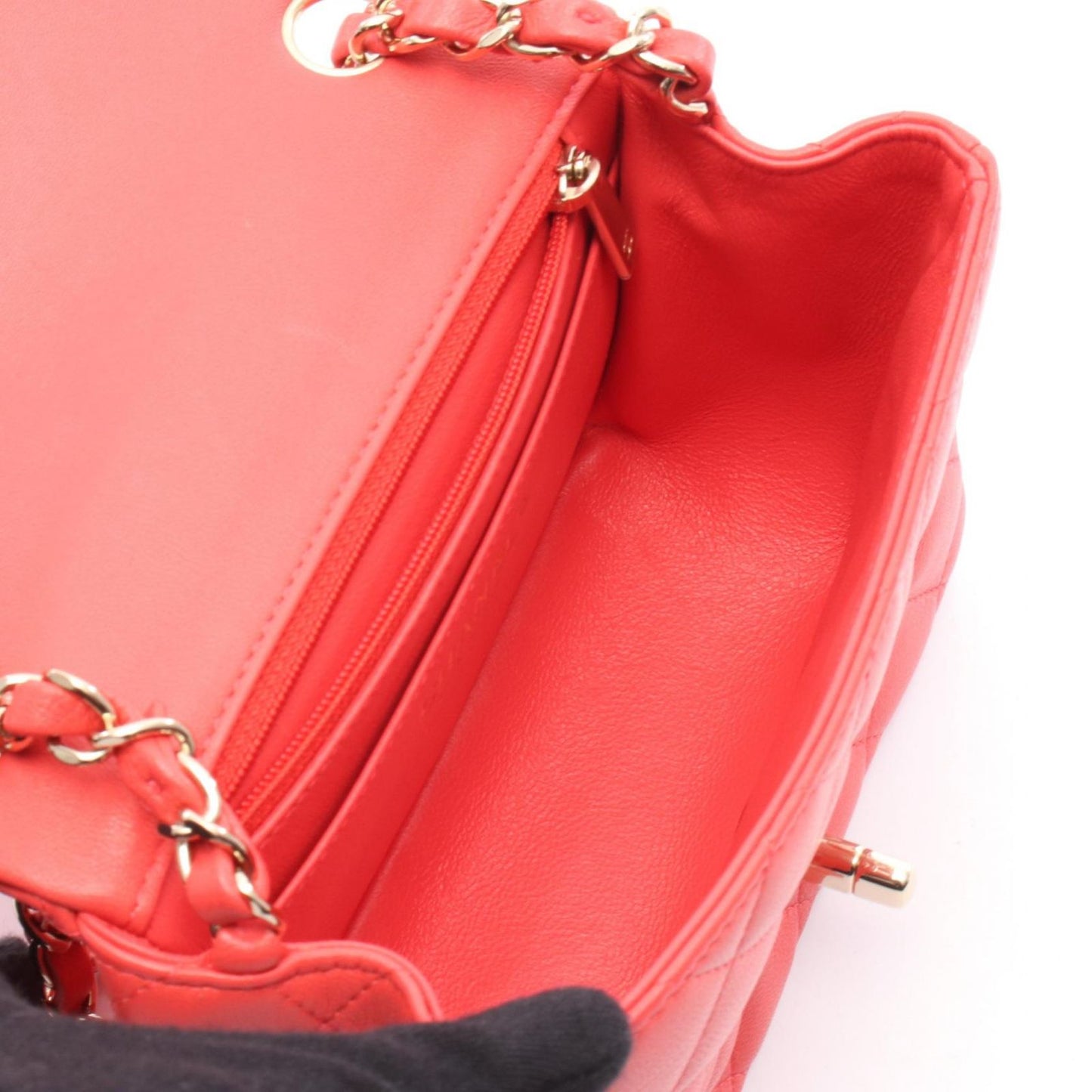 CHANEL Mini Matelassé Shoulder Bag in Coral Pink Leather