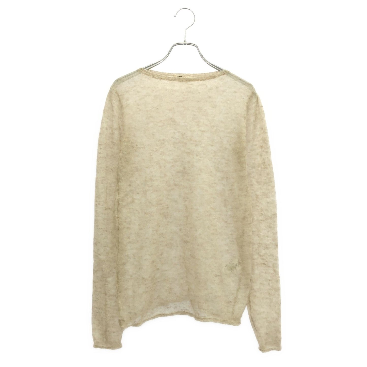AURALEE Kid Mohair Sheer Knit Boat Neck in Beige - Exquisite Craftsmanship