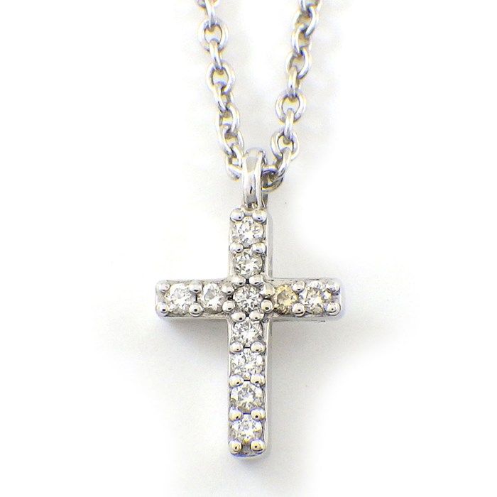 Tiffany & Co. Metro Cross Mini Diamond Necklace in K18 White Gold