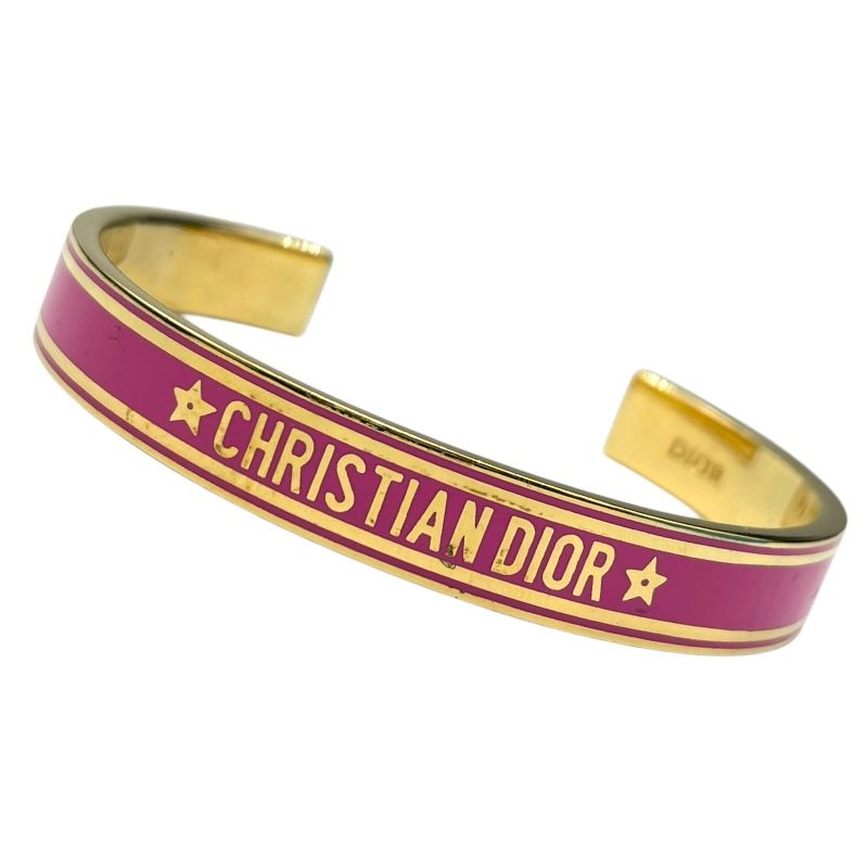 Christian Dior Gold & Blush Pink Metal Cuff Bangle - Exquisite Elegance