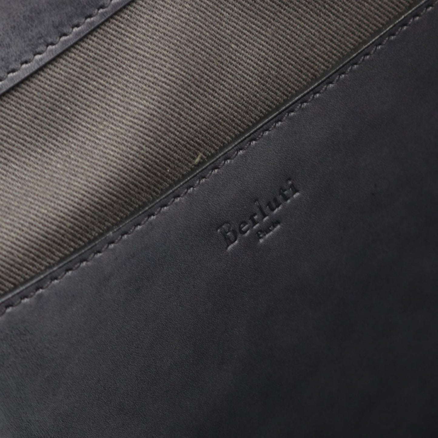 Berluti Trousseau Calligraphy Tote Bag in Navy Leather