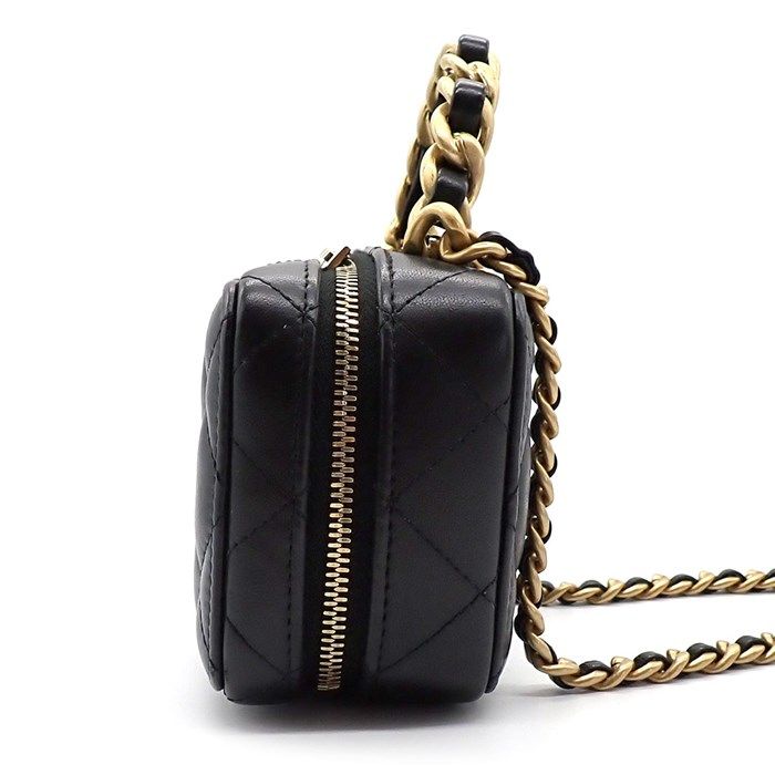 Chanel Matelassé Vanity Shoulder Bag in Black Lambskin