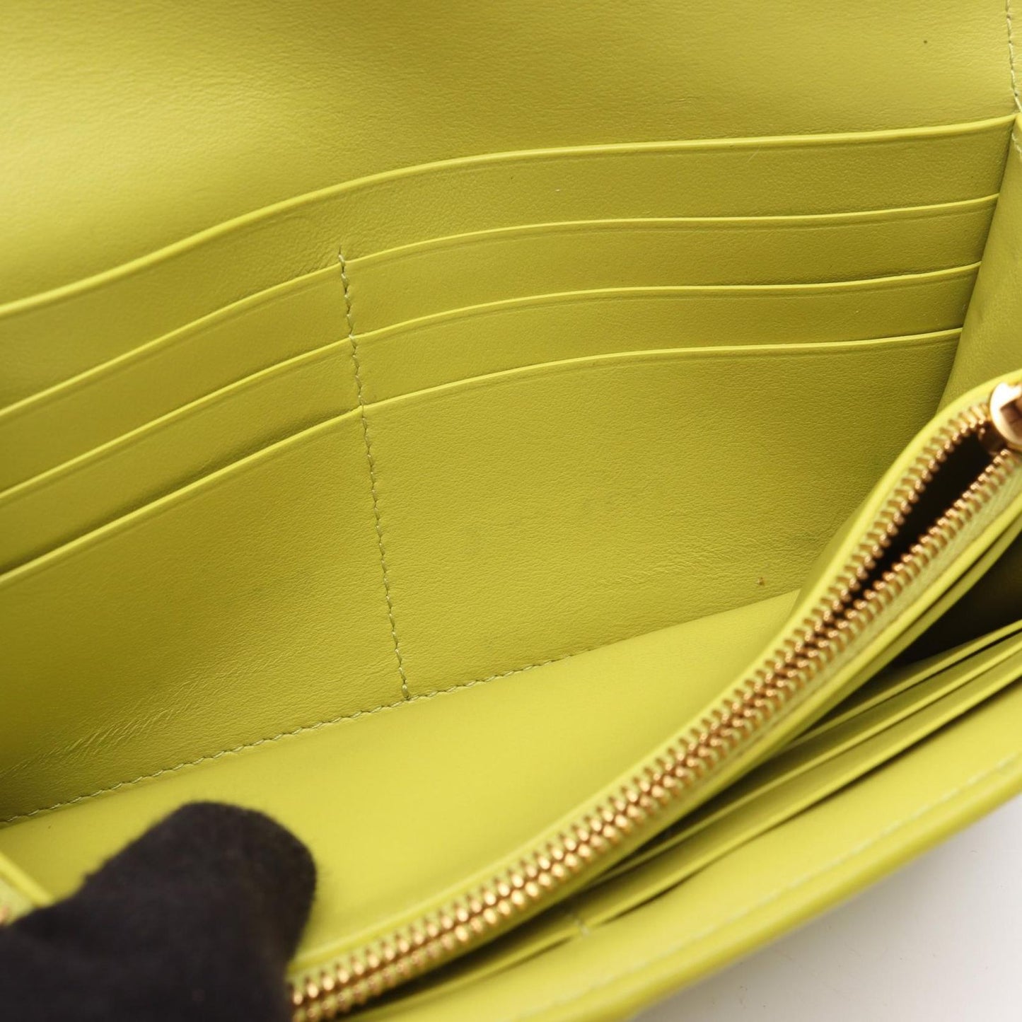 Bottega Veneta Maxi Intrecciato Leather Wallet in Yellow Green