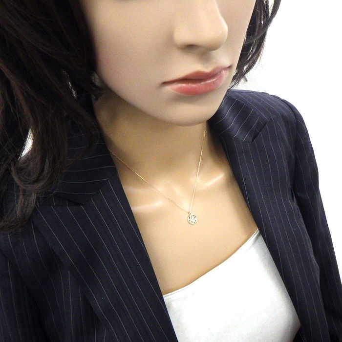 K10YG Round Circle Initial Necklace - Alphabet C