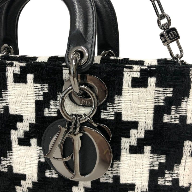 Christian Dior Lady D-Joy Medium Handbag in Black/White Tweed