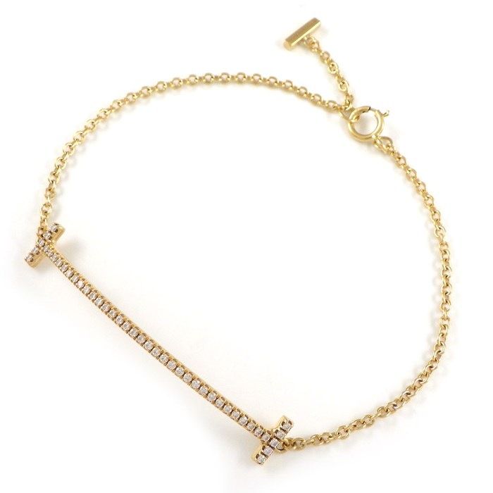 Tiffany & Co. T Smile Bracelet with Diamonds in K18 Pink Gold