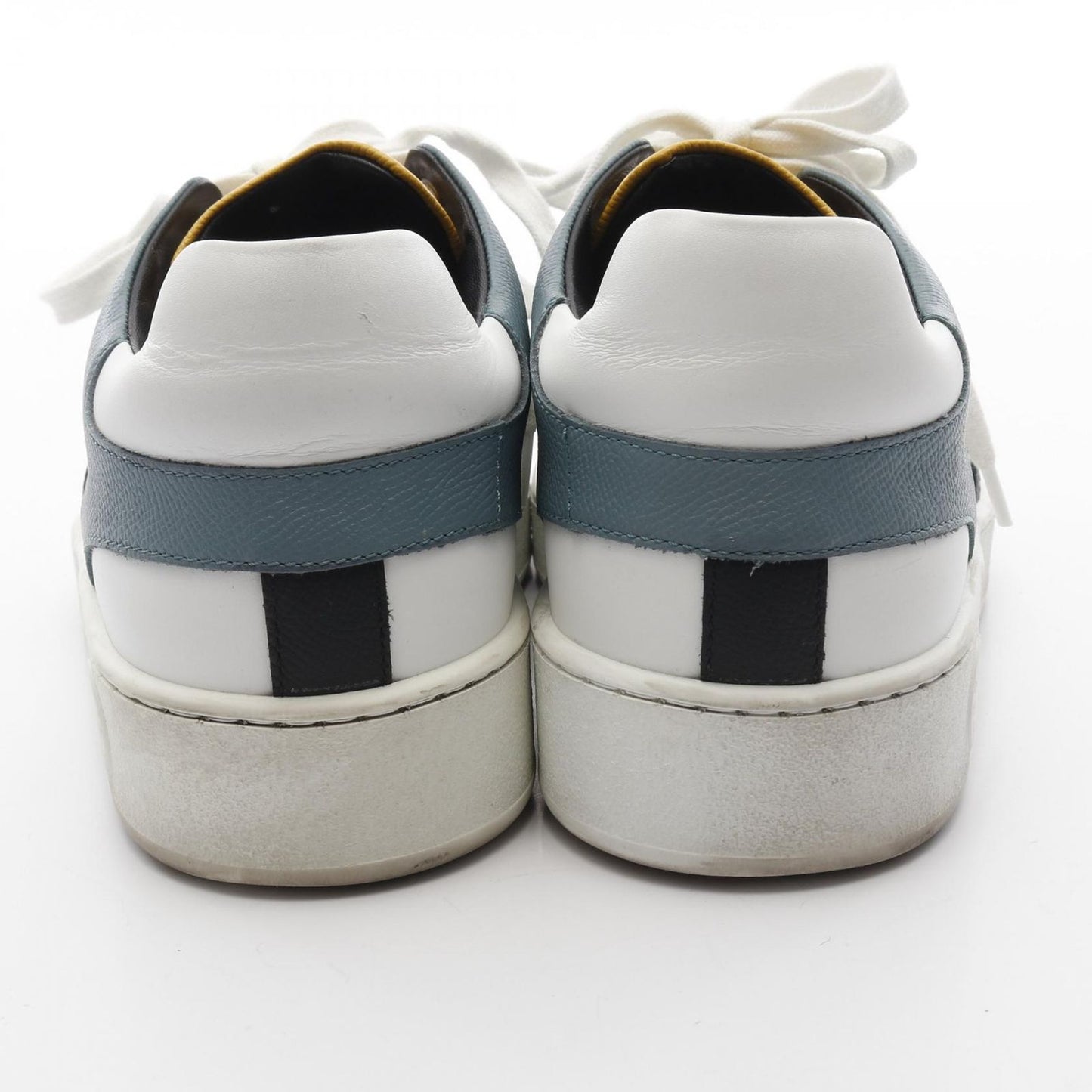 HERMES Leather Sneakers in Green & Yellow - Size 41