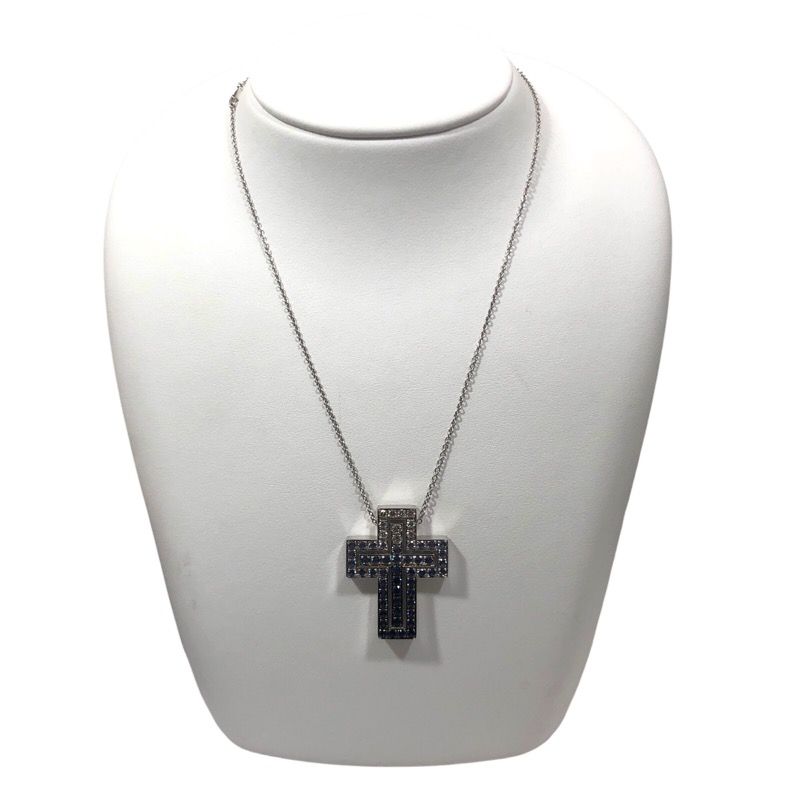 Damiani Belle Époque Iceberg Necklace M in 750WG with Diamonds & Sapphires