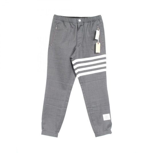 THOM BROWNE Men's Wool Pants - Elegant Gray & White Design