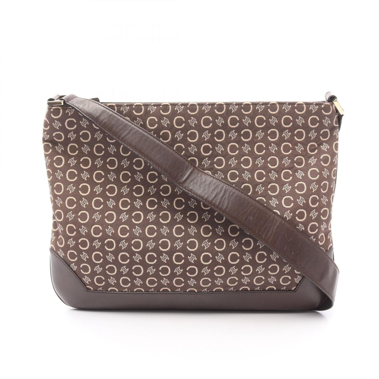 CELINE C Macadam Brown Canvas & Leather Shoulder Bag