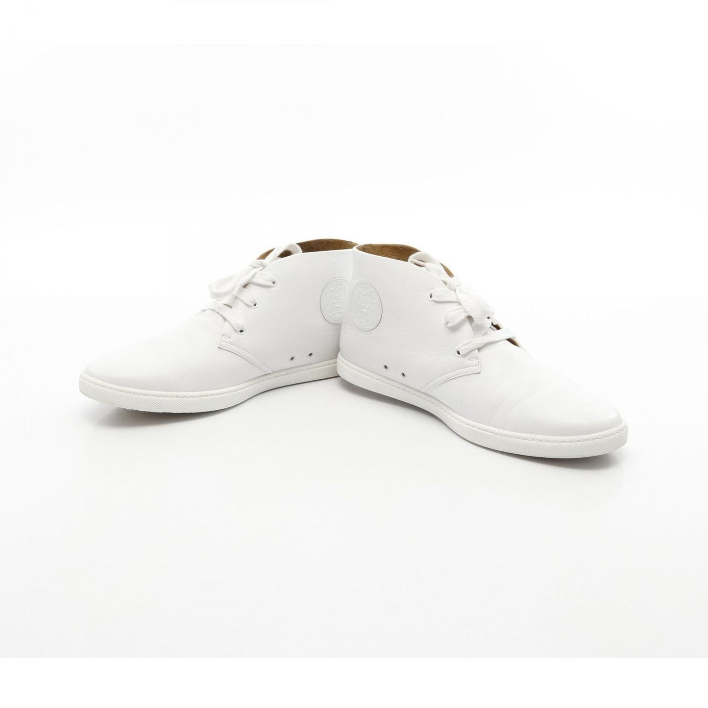 HERMES Ex Libris White Leather Sneakers - Timeless Elegance