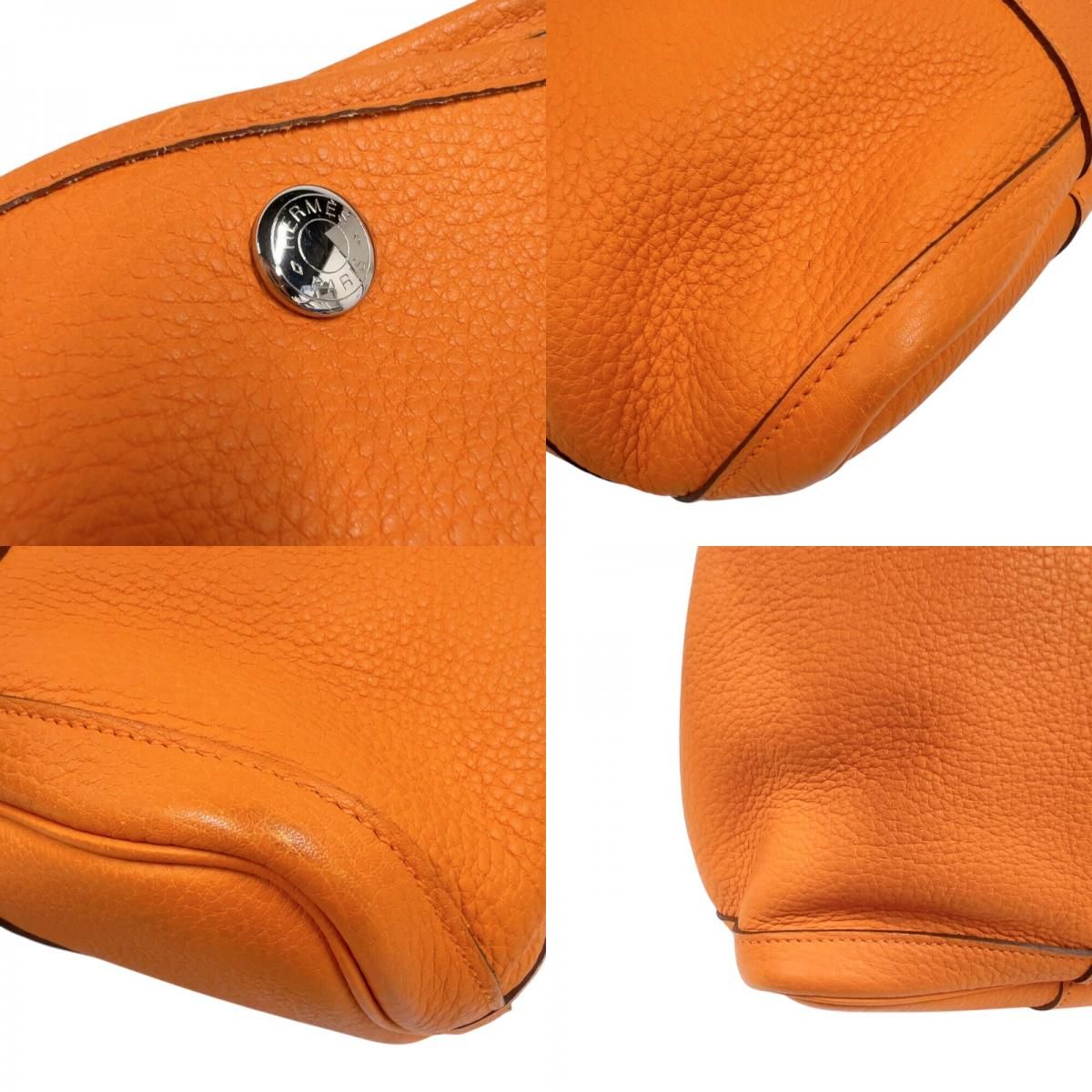 HERMES Garden Party PM Tote Bag - Orange with Silver Hardware