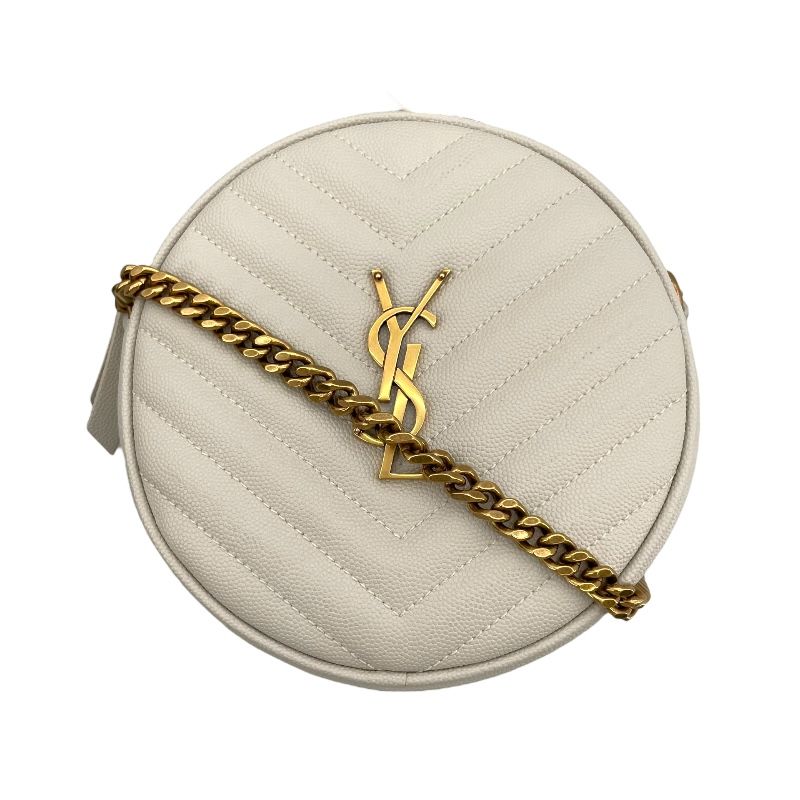 SAINT LAURENT Ivory Vinyl Chain Shoulder Bag - Exquisite Craftsmanship